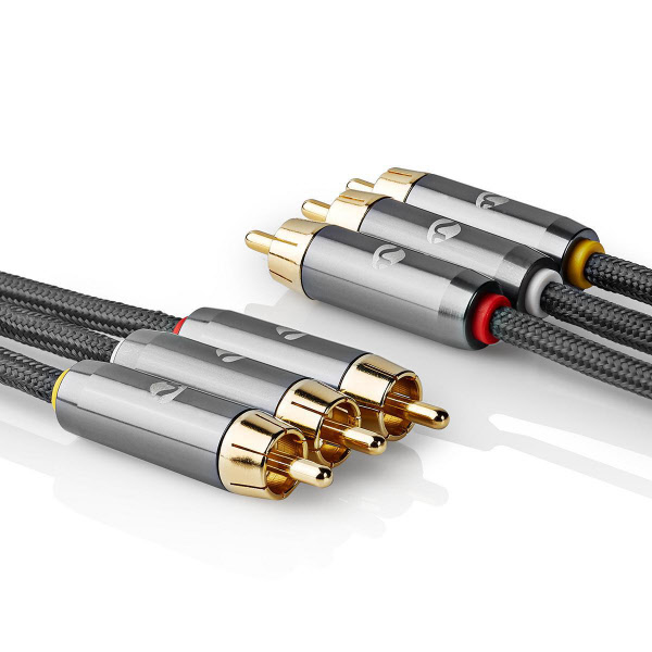 Câble Adaptateur Audio-vidéo Jack 3.5mm Mâle Vers 3 RCA Mâle - Longueur 2 M - Marque Valueline