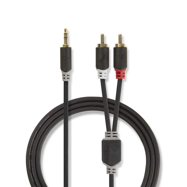 Nedis Subwoofer-Kabel - RCA Male - 2x RCA Female - Vernikkeld - 0.20 m - Rond - 5.0 x 2.5 mm - Zwart - Doos - Online Radio
